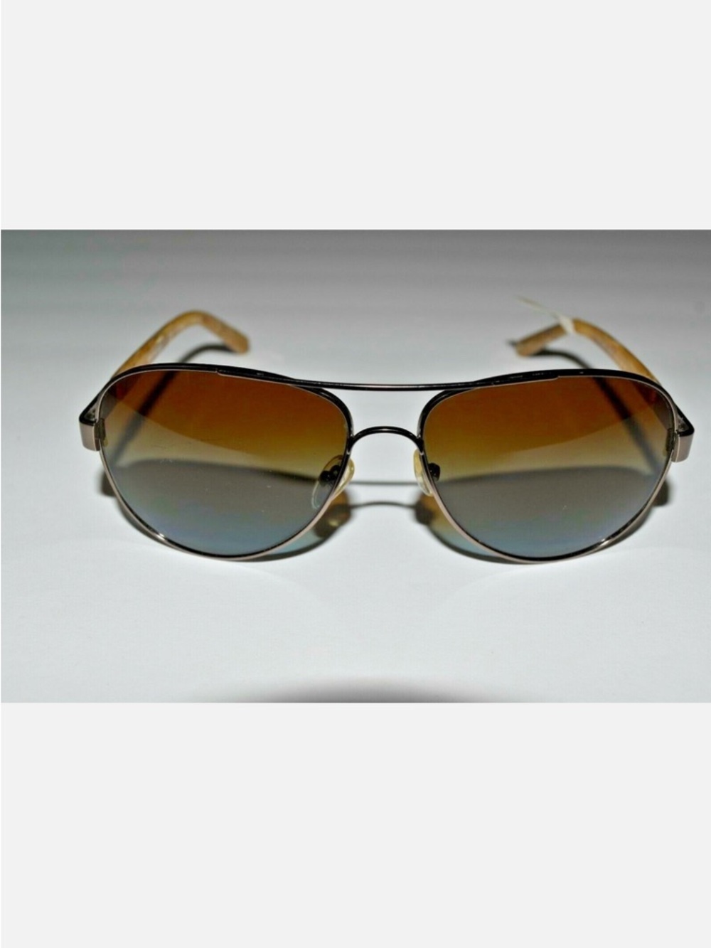 Tory Burch pilot aviator sunglasses. Gunmetal frame w blue/cream. Brown-Lensed - Picture 11 of 12